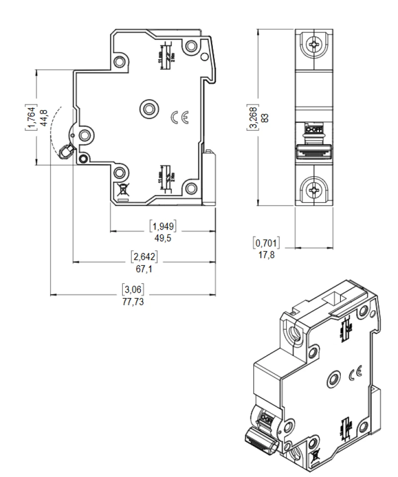 DISJUNTOR DIN UNIPOLAR CURVA C 50A MDWP-C50 - WEG