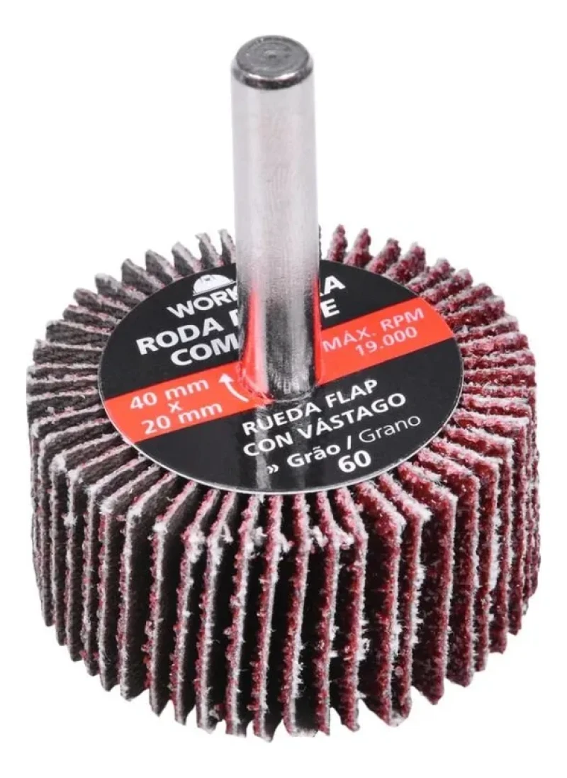 JOGO DE LIXAS COM HASTE PARA FURADEIRA FLAP 3 PEÇAS - WORKER