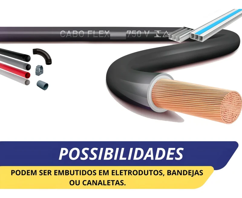 CABO FLEXÍVEL 2,5MM PRETO 750V COBRECOM - METRO