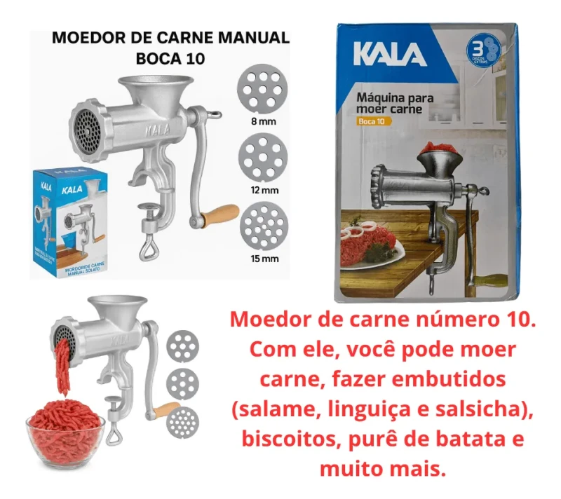 MOEDOR DE CARNE MANUAL BOCA 10 - KALA