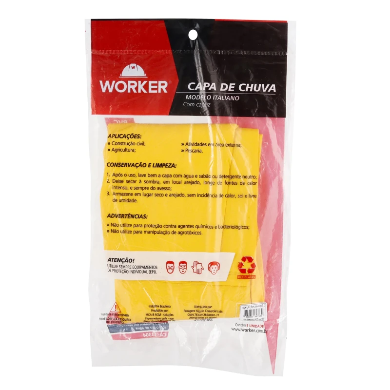 CAPA DE CHUVA FORRADA AMARELA G - WORKER