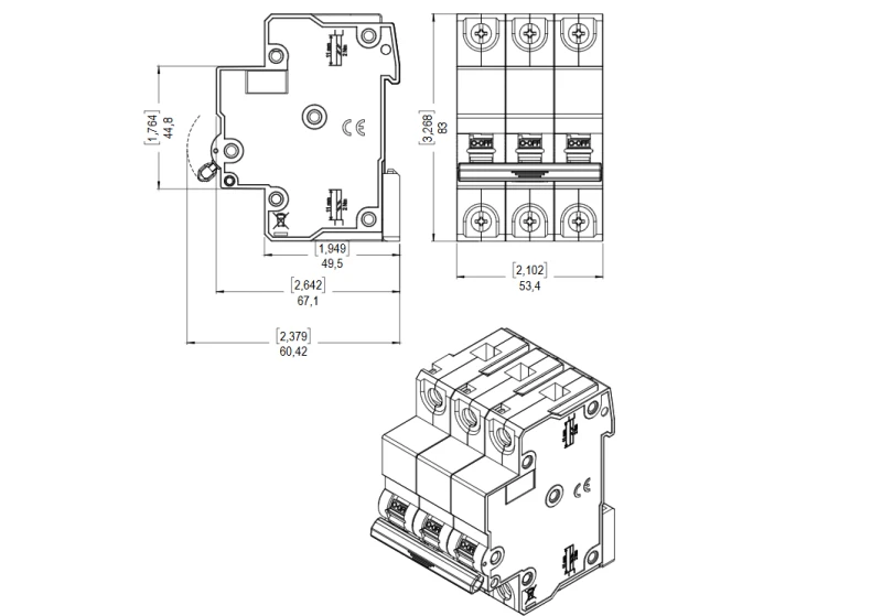 DISJUNTOR DIN TRIPOLAR CURVA C 25A MDWP-C25-3 3KA - WEG